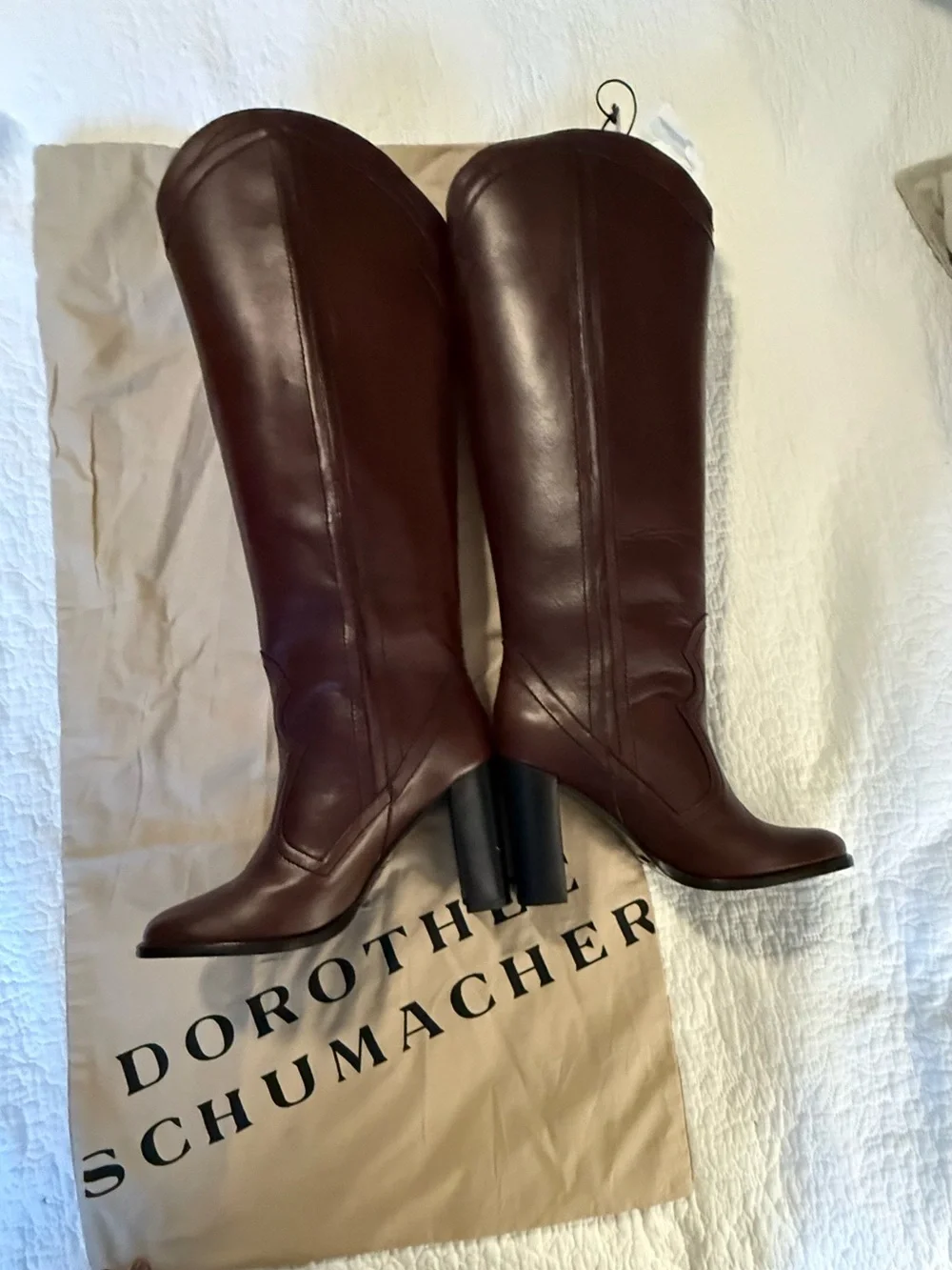 Dorothee Schumacher NWOB Women's Over-the-Knee Leather Boots in dark deep Brown